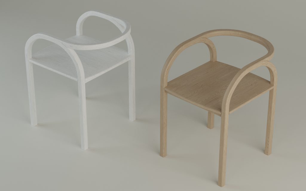 parable cchair design wood scene white and natural